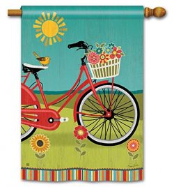 Summer Ride Beach Cruiser Bike & Flower Basket 28″ x 40″ Outdoor House Flag