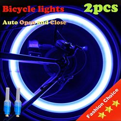 Vabration Sensor Waterproof Shockproof Lamp Bicycle Wheel Neon Tire Valve Led Light 2 pieces (Bl ...