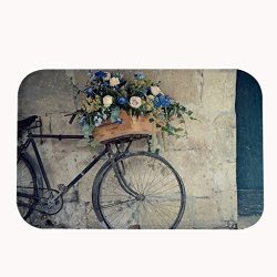 JKYUKO Vintage Bike With A Basket of Flowers Area Rug Door Mat Entrance Rug Floor Mats for Front ...