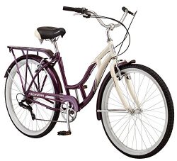 Schwinn Women’s Sanctuary 7-Speed Cruiser Bicycle (26-Inch Wheels), Cream/Purple, 16-Inch