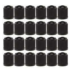 Sunmns 24 Pack Tyre Valve Dust Caps for Car, Motorbike, Trucks, Bicycle (Black)