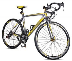 Merax Finiss Aluminum 21 Speed 700C Road Bike Racing Bicycle (Yellow & Gray, 56 cm)