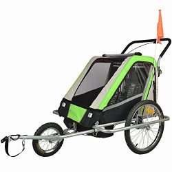 Suspension Children Bicycle Trailer & Jogger Combo Green 50304。