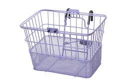Retrospec Detachable Steel Half-Mesh Apollo Lift-Off Bike Basket with Handles, Lavender