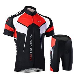 Lixada Men’s Cycling Jersey Set Bicycle Short Sleeve Set Quick-Dry Breathable Shirt+3D Cus ...