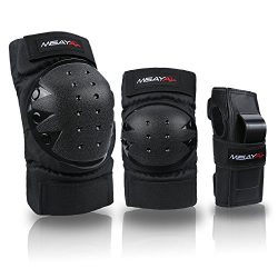 Misayar Knee Pads Elbow Pads Wrist Guards 3 In 3 Protective Gear Set for Skateboarding, Roller S ...