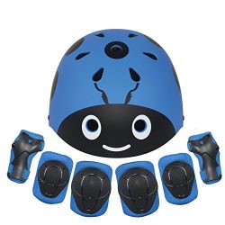 Lanova Kids Protective Gear Set,7Pcs Sport Safety Equipment Adjustable Child Helmet Knee Elbow P ...