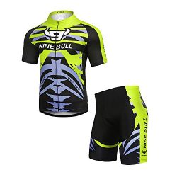 NINE BULL Men’s Cycling Jersey Biking Shirts Polyester Short Sleeve Full Zip Bike Clothes Set