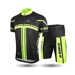 INBIKE Short Sleeved Bike Jersey Set with Padded Shorts Cushion, Size-XXL