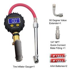 Portable Digital Tire Pressure Gauge-MiniTeasure Tire Inflator Gauge 150PSI with Backlight LCD D ...