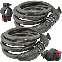 Lumintrail Bike Cable Lock, Self Coiling 12mm Braided Steel Cable Resettable Combination Cable L ...