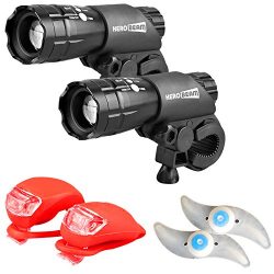 HeroBeam Bike Lights Double Set – The Ultimate Lighting and Safety Pack of Super Bright Fr ...