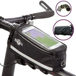 BTR Bicycle Frame Bike Bag & Cell Phone Holder Deluxe – with Waterproof Cover To Protect ALL ...