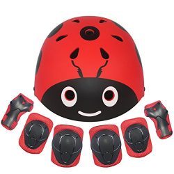 Lanova Kids Protective Gear Set,7Pcs Sport Safety Equipment Adjustable Child Helmet Knee Elbow P ...