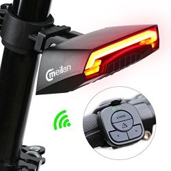 Meilan Smart Bike Tail Light X5 USB Rechargeable with Wireless Remote Turn signals Laser Beams f ...