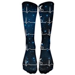 Mountain Bike Heartbeat Casual Unisex Sock Knee Long High Socks Sport Athletic Crew Socks One Size