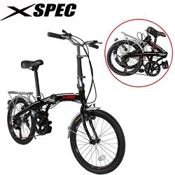 Xspec 20″ 7 Speed City Folding Compact Bike Bicycle Urban Commuter Shimano Black