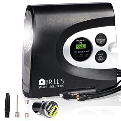 BRILL’S 12V DC Portable Tire Inflator Pump, 150 Psi Electric Air Compressor for Cars, Bike ...