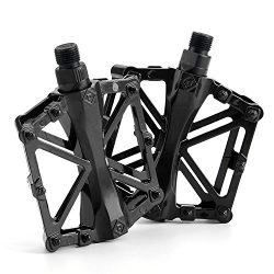 Chollima Aluminum Alloy Bicycle Pedals Road Bike Pedals for BMX MTB Cycling 9/16 Inch Black