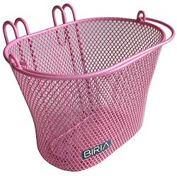 Basket with hooks PINK, Front , Removable, wire mesh SMALL kids Bicycle basket , PINK by Biria