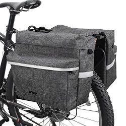 BV Bike Bag Bicycle Panniers with Adjustable Hooks, Carrying Handle, 3M Reflective Trim and Larg ...