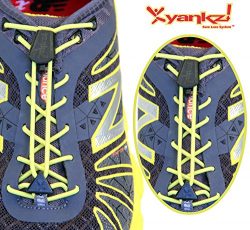 Yankz Sure Lace Round Elastic Shoe Laces, Yellow with Black, One Size