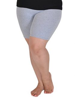 Stretch is Comfort Women’s Cotton Plus Size Bike Shorts Light Grey 3XL