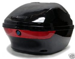 Gloss Black Motorcycle Scooter Hard Tail Box Trunk Lock Top Case With Backrest