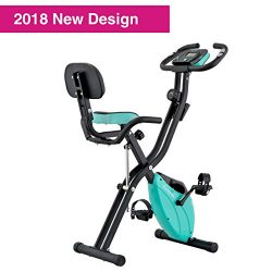 Harvil Foldable Magnetic Exercise Bike with 10-Level Adjustable Magnetic Resistance and Pulse Ra ...