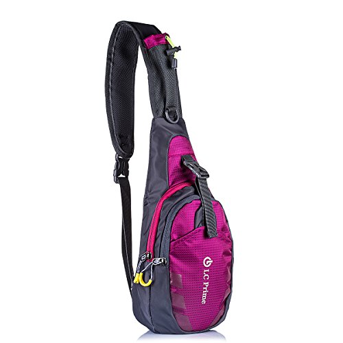Sling Bag Backpack Chest Shoulder Compact Fanny Sack Satchel Outdoor Bike nylon fabric Purplish- ...