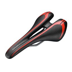 RockBros Leather Mountain Bike Seat Comfort Bicycle Hollow Saddle Cushion for Women Men Cycling  ...