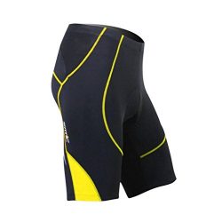 SANTIC Cycling Men’s Shorts Biking Bicycle Bike Pants Half Pants 4D COOLMAX Padded Yellow L