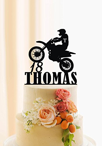 Motorcycle Cake Topper Birthday Cake Topper Personalized Name and Age Dirt Bike Cake Decor Motoc ...