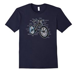 Mens Bike Diagram Shirt Parts of a Mountain Bike Cyclist Tee Medium Navy