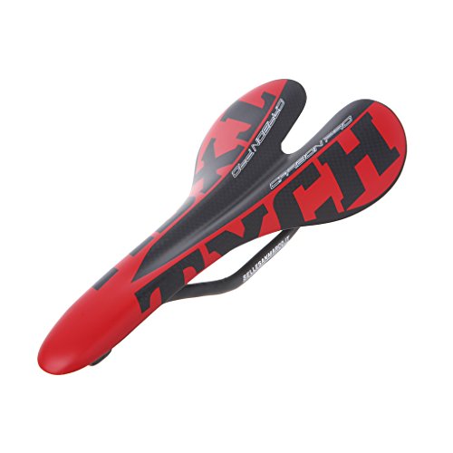 ULKEME Glossy / Matte Ergonomic Design MTB Road Bike Bicycle Carbon Fiber Seat Saddle (Matte red)
