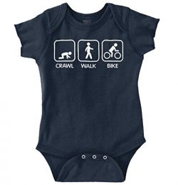 Brisco Brands Crawl Walk Bike Funny Baby Clothes Cute Newborn Gift Idea Gym Romper Bodysuit