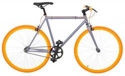 Vilano Fixed Gear Bike Fixie Single Speed Road Bike, Grey/Orange, 58cm/Large