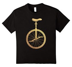 Kids unicycle shirt – gold unicycle t shirt 12 Black
