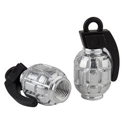 Black Ops Grenade BMX Schrader Valve Caps, Silver