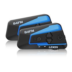 LEXIN 2x B4FM 4 Way BT Interphone Bluetooth Motorcycle Helmet Intercom, Universal Wireless Heads ...