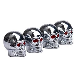 Ecosin Fashion Hot Sell Red Eyes Skull Tyre Tire Air Valve Stem Dust Caps For Car Bike Truck