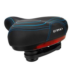 GT ROAD Bike Seat with Waterproof Safety Taillight, Memory Foam Padded Bicycle Saddle(Reusable D ...