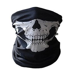 DEHUB Black Skull Mask Bandana Bike Motorcycle Helmet Neck Face Mask Half Face Paintball Ski Spo ...