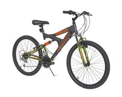 Dynacraft Gauntlet Boys’ Dual Suspension 21-Speed Bike, Gray (24-Inch)