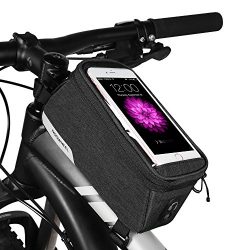 CestMall Bike Bag, Top Tube Bike Frame Bags, 1L Capacity Water Resistant Phone Pouch with Velcro ...
