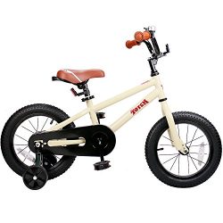 JOYSTAR 14 Inch Beige Kids Bike for 3-5 Years Boys & Girls, Unisex Chid Bicycle with Trainin ...