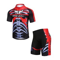 NINE BULL Men’s Cycling Jersey Short Sleeve Moisture Wicking Full Zip Polyester Road Breat ...