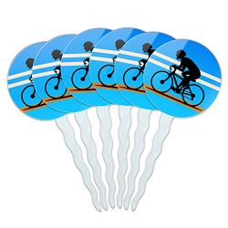 Road Bike Cycling Biking Bicycle Cupcake Picks Toppers Decoration Set of 6