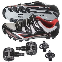 Venzo Mountain Bike Bicycle Cycling Shimano SPD Shoes + Pedals & Cleats 42