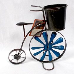 Metal Rustic Bicycle Unicycle Planter Wind Spinner Wheel Decor Indoor/Outdoor 12×12′ NWT